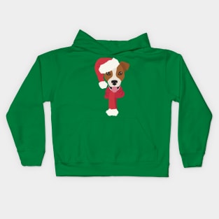 Christmas Jack Russell Dog Face Kids Hoodie